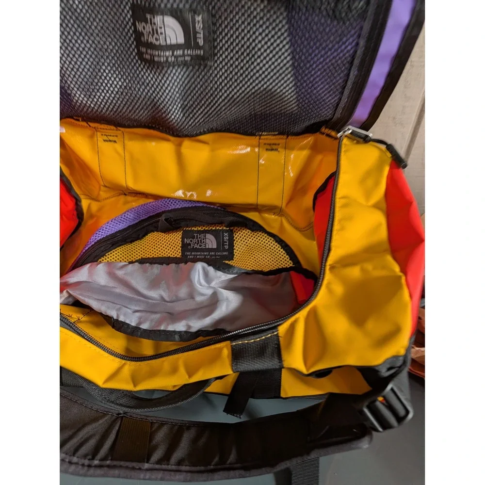 The North Face Base Camp Duffel XS 31L Summit Gold Red Purple Backpack Straps